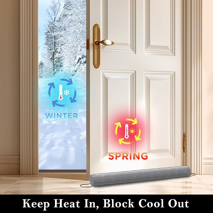 Sunolga Linen Door Draft Stopper, Removable Washable Cover, Blocks Hot and Cold - Image 5