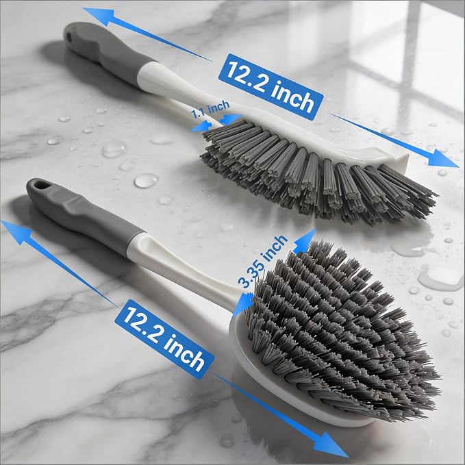 3 Pack Hard Bristle Scrub Brush Set, Heavy Duty Cleaning Brushes - Image 2