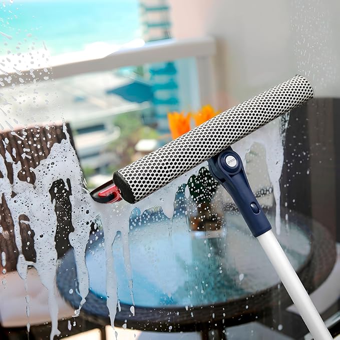 Professional Window Squeegee | 2-in-1 Window Cleaner Sponge and 10" Soft Rubber - Image 4