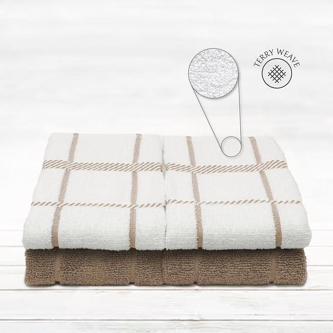 100% Cotton Terry Dish Towels, 4 pack16 x26 Inches, Super Soft and Absorbent - Image 2