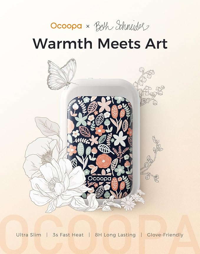 OCOOPA AI Magnetic Hand Warmers Rechargeable 2 Pack, 5000mAh Ultra-Thin Electric Glove Heater Handwarmer,UL Certified, Men Women Gifts for Christmas,Birthday,Winter Essentials,UT4 Young