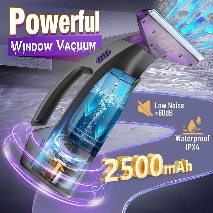 Window Vacuum Squeegee Cordless, 2000Pa Electric Window Cleaner Tool - Image 3