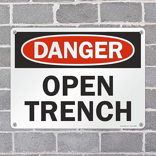 SmartSign "Danger - Open Trench" Sign | 18" x 24" Aluminum