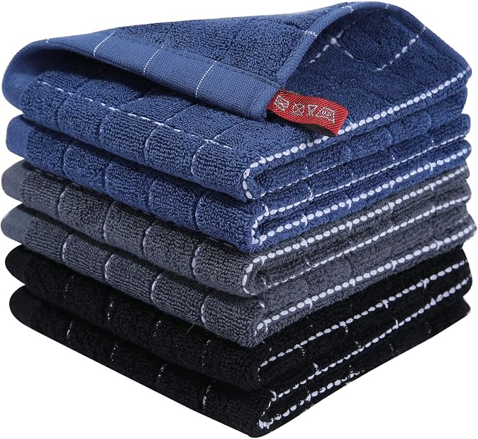 Homaxy 100% Cotton Terry Kitchen Dish Cloths, 6 Pack by Homaxy