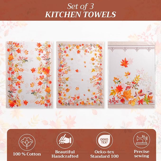 Maison d' Hermine Kitchen Towels Set of 3 Reusable 100% Cotton 27.50" x 20" - Image 2