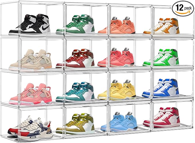 12 Pack Low Profile Clear Shoe Storage Box by DAYOOH