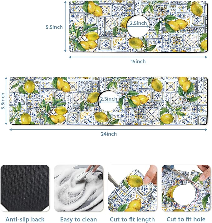 Patterned Sink Faucet Mat Kitchen Splash Guard Super Absorbent Drying Mat - Image 3