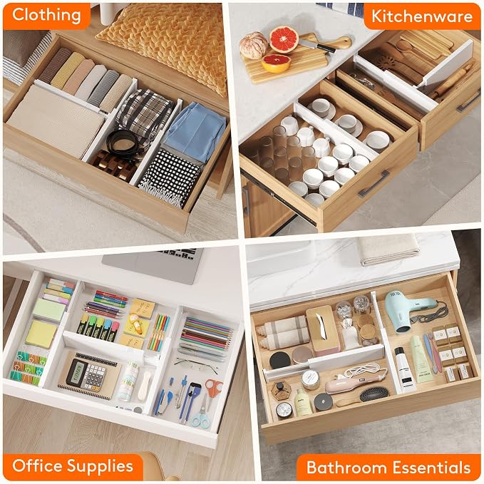 Lifewit 4" High Upgrade Drawer Divider, Adjustable Drawer Organizer Clothes | - Image 8