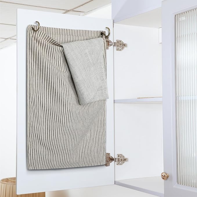 Reusable Dirty Rag Storage Linen Bag, Vertical Stripes - Image 5