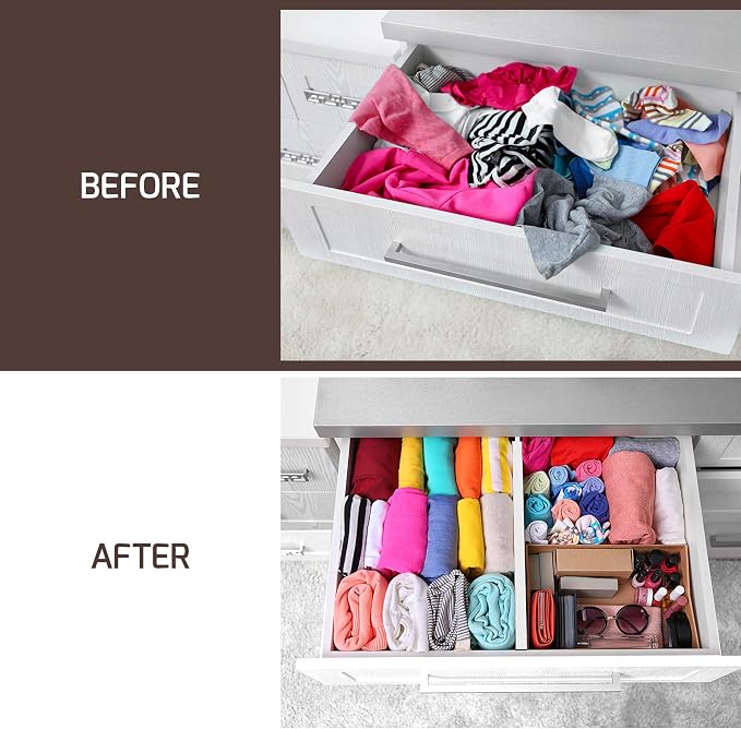 6-Pack Drawer Dividers 2.6-Inch High Dresser Organizer 16 to 22 Inch, Spring - Image 4