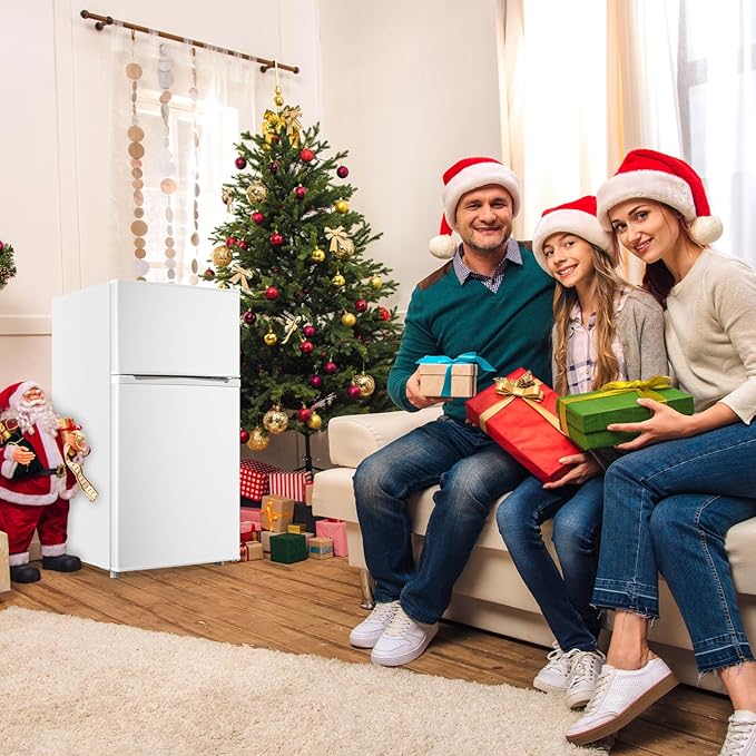 WANAI 3.5 Cu.Ft Mini Fridge Compact Refrigerator with Freezer, 7 Level Adjustable Thermostat Removable Shelves Small Refrigerator for Office Dorm Apartment Matte White