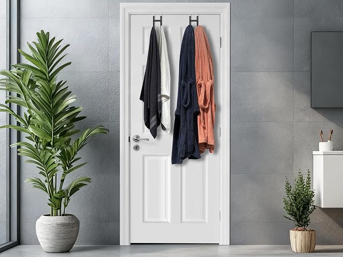 Double Over Door Steel Hooks 2 Pack Fit 1-3/8" Door 5.5" Black | Plastic Coated - Image 9