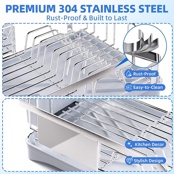 Godboat Dish Drying Rack -304 Stainless Steel Dish Rack - Image 8