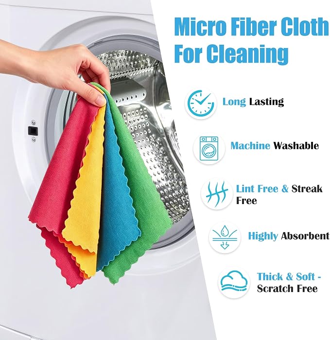 Puomue Microfiber Cleaning Cloth, 24 Pack Highly Absorbent Cleaning Rags - Image 5