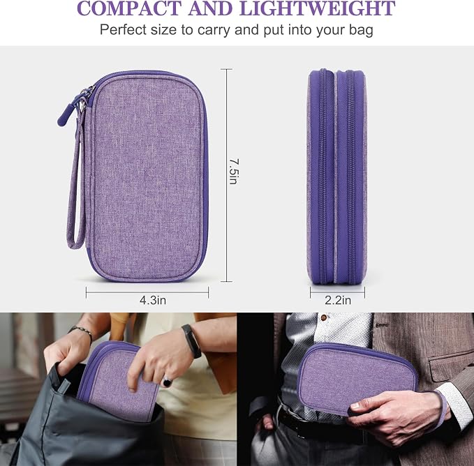FYY Electronic Organizer, Travel Tech Pouch Bag Cable Organizer Dark Purple | - Image 2