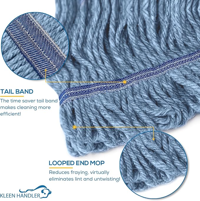 KLEEN HANDLER Heavy Duty Commercial Loop End Mop Head Replacement, 3 Pack - Image 8