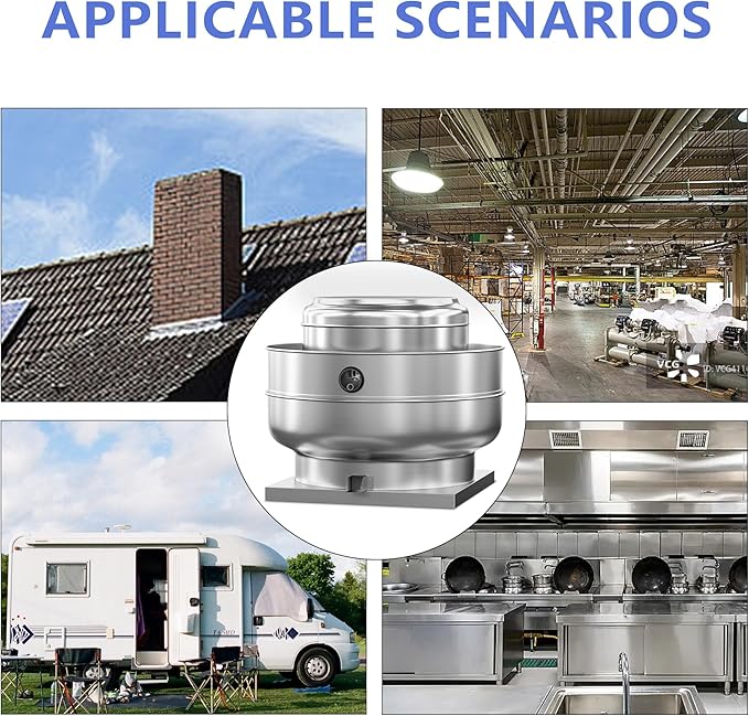 Restaurant Hood Grease Rated Exhaust Fan Food Truck Exhuast Fan Direct Drive Centrifugal Upblast Exhaust Fan 2HP 208-230V Single Phase Motor 6300 CFM, ETL Listed