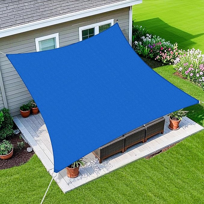 Amagenix Sun Shade Sail 16X32 Curved Edge Outdoor Shade Canopy Blue Breathable 95% UV Block Shade Cloth for Patio Garden Backyard (We Make Custom Size)