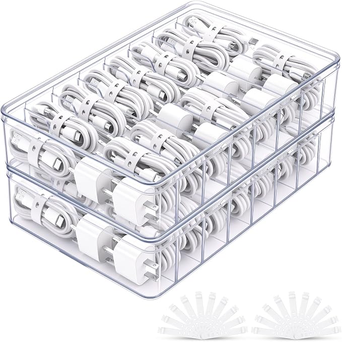 Tatuo 2 Pcs Cord Organizer for Drawer Desktop, Cable Organizer Box by Tatuo