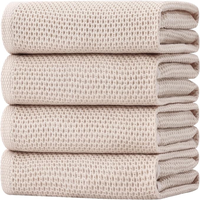 Homaxy 100% Cotton Oversized Waffle Weave Kitchen Towels 4-Pack, Ultra Soft by Homaxy