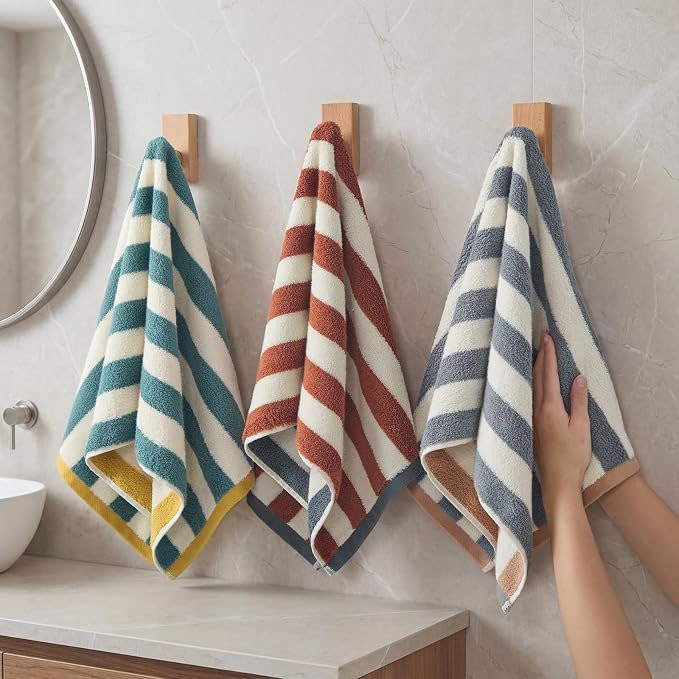 REDKISS Striped Hand Towels for Bathroom, Kitchen Decor, Guest Use, Ultra Soft - Image 4