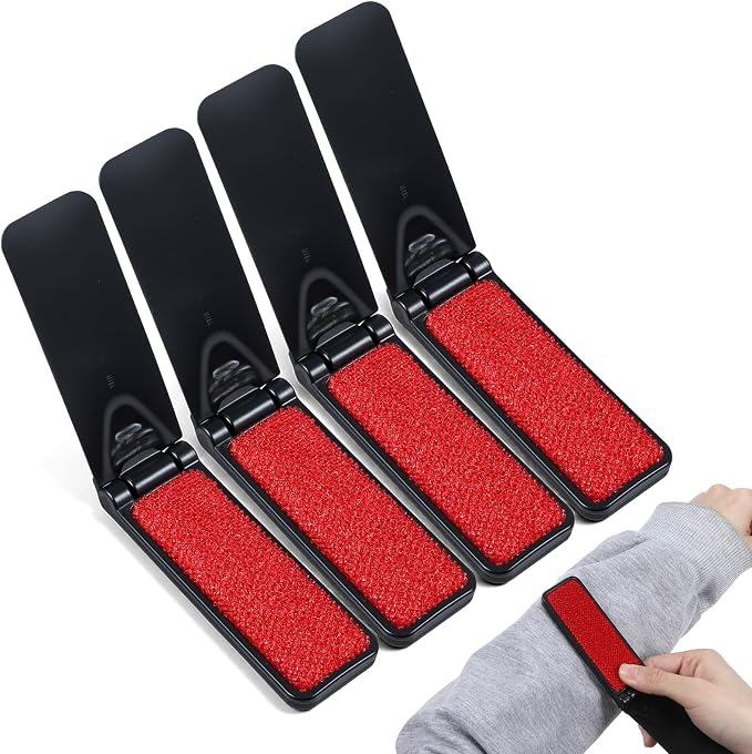 4 Pack Foldable Lint Brush for Clothes, Portable Travel Size Lint Remover Brush by Unknown