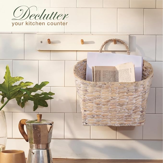 Set of 2 White Wicker Hanging Baskets - Image 4