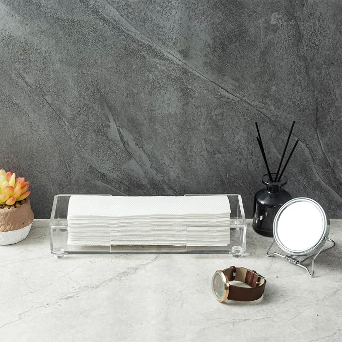 MyGift Clear Acrylic Z-Fold Paper Towel Holder Dispenser Tray, Countertop - Image 3