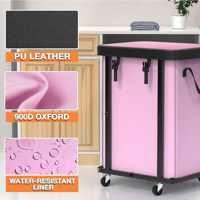 Laundry Basket with Wheels, 150L Rolling Hamper Carts - Image 3