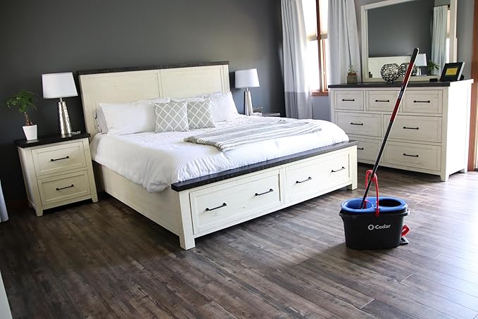 O-Cedar RinseClean Spin Mop & Bucket System | Clean with Water | Removes 99% of Bacteria Plastic