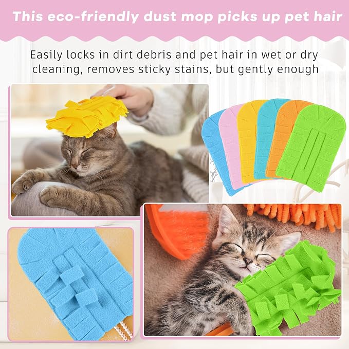 Zubebe 12 Pcs Reusable Duster Refills Fleece, Candy Color | Soft Polyester - Image 3