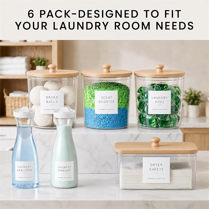 Laundry Room Organization Set, 4 Laundry Containers, 2 detergent dispenser - Image 3