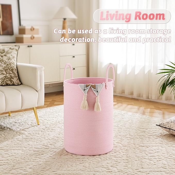 Artfeel Laundry Basket, Woven Cotton Rope Laundry Hamper, 100L - Image 2