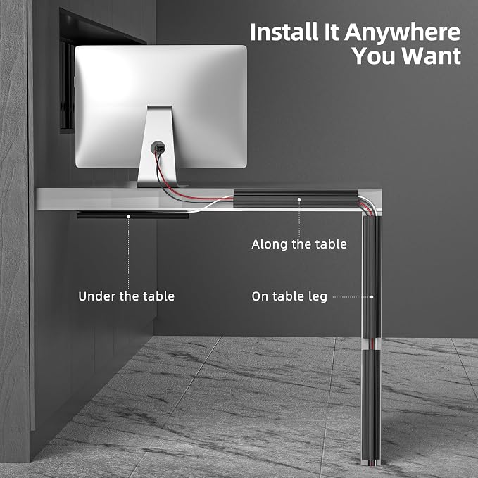 YECAYE 157in Cable Management Cord Organizer, Cable Raceway, Easy Install - Image 3