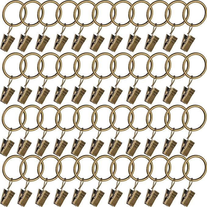 44 Pack Curtain Rings with Clips, Window Clip Rings Curtain Hooks Hangers Clip by Azmoncy