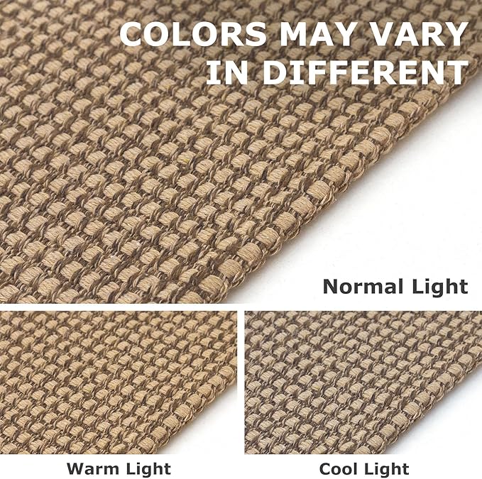 IOHOUZE Washable Runner Rug 3x8 Non Slip Rubber Backed Wide Hallway Runner Entryway Runner Indoor, Woven Kitchen Rugs Cotton Floor Carpet for Hall Entrance Bedroom, Orange/Tan/Brown