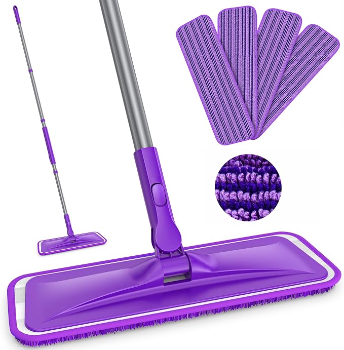 BPAWA Microfiber Mops for Floor Cleaning: Flat Mop for Wood Tile Laminate | 4 by BPAWA
