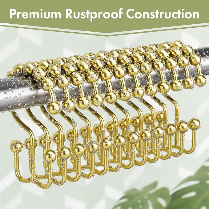 Amazer Gold Shower Curtain Hooks, Shower Rings - Image 3