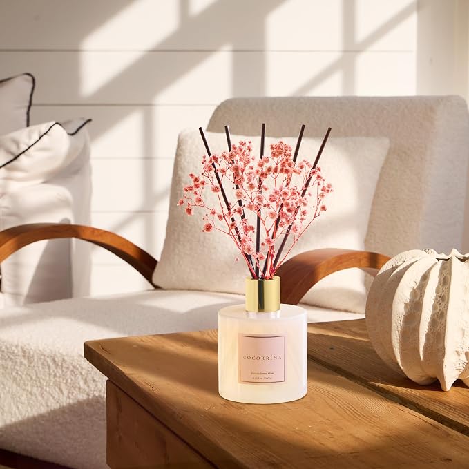 Premium Reed Diffuser Set with Preserved Baby's Breath & Cotton Stick - Image 4