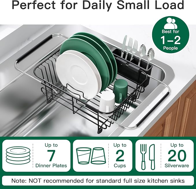 JASIWAY Black Dish Drying Rack in Sink - Image 5
