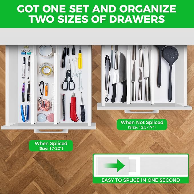 4 Pack Bamboo Drawer Dividers Organizer - Image 2