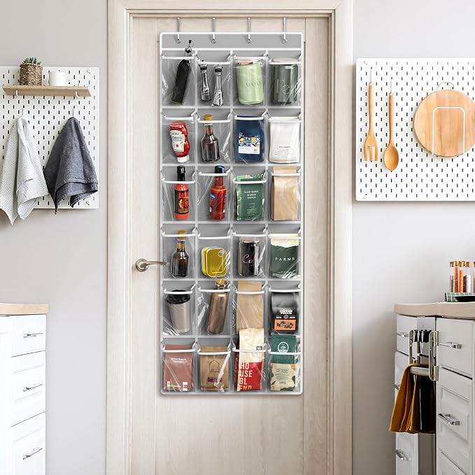 Simple Houseware 24 Pockets Large Clear Over the Door Shoe Organizer, 4 Durable - Image 7