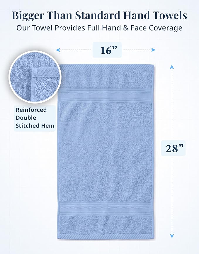 LANE LINEN Face & Hand Towels 100% Cotton 4 Pack 16x28 - Image 3