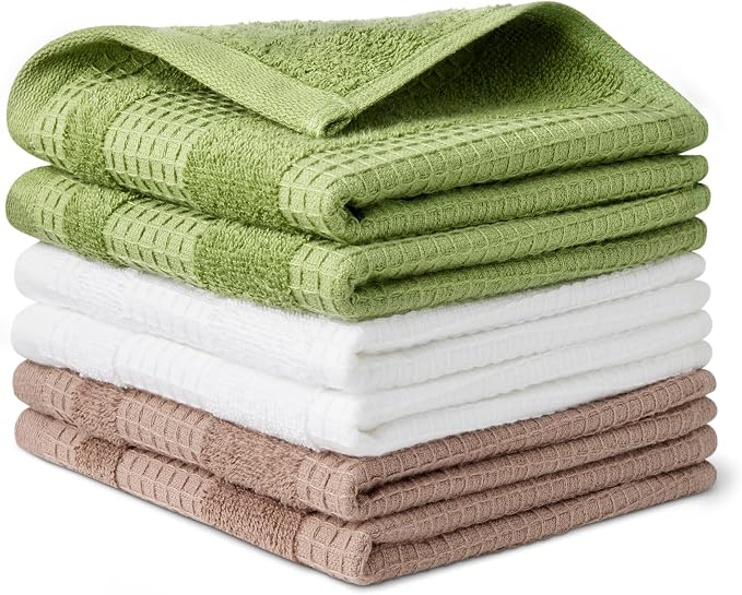 Amazon Basics Organic Cotton Waffle Kitchen Dish Cloths, Ultra Absorbent by AmazonBasics