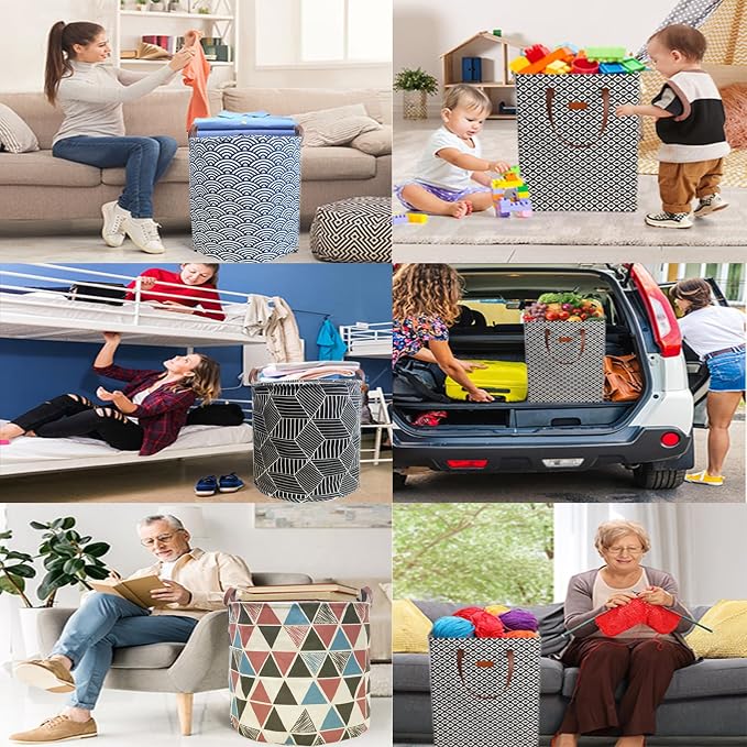 Waterproof Laundry Hamper Collapsible Laundry Basket Leather Handle Laundry Bag - Image 7