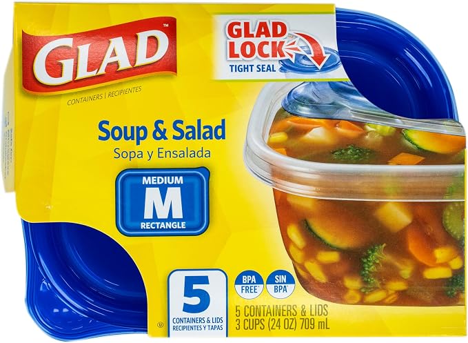 Glad GladWare Medium Rectangle Food Storage Containers, 24 Oz, 5 Ct, 6-Pk | - Image 3