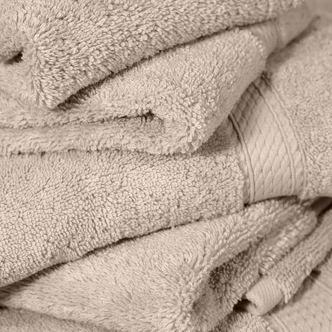 SUPERIOR Egyptian Cotton Ultra Plush & Absorbent, 6 Piece Set, Stone | Quick Dry - Image 8
