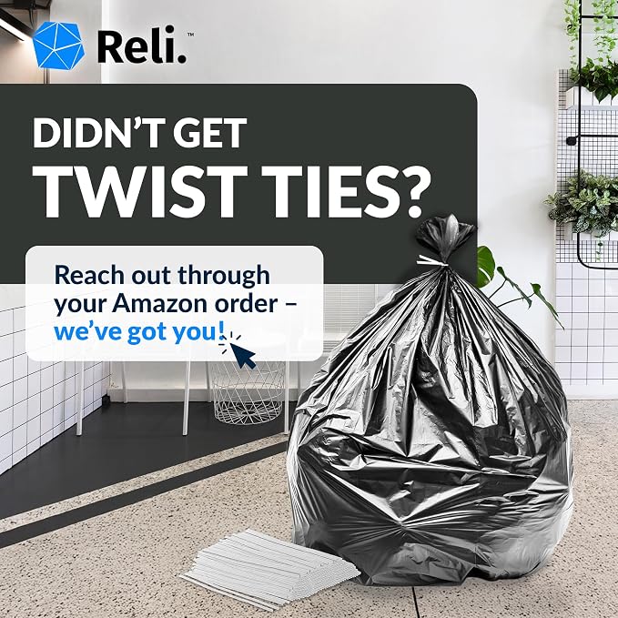 Reli. 30 to 33 Gallon Trash Bags Heavy Duty | 250 Trash Bags, Twist Ties | Black - Image 6
