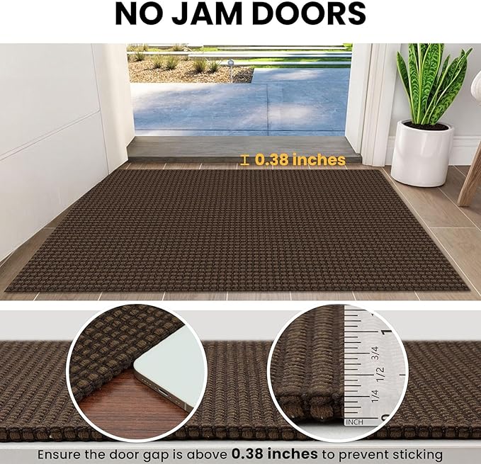 IOHOUZE Washable Area Rug 5x7 Non Slip Rubber Backed Rugs for Living Room, Dining Room Rugs Bedroom Rug, Woven Indoor Floor Carpet for Living Room Nursery Office, Brown