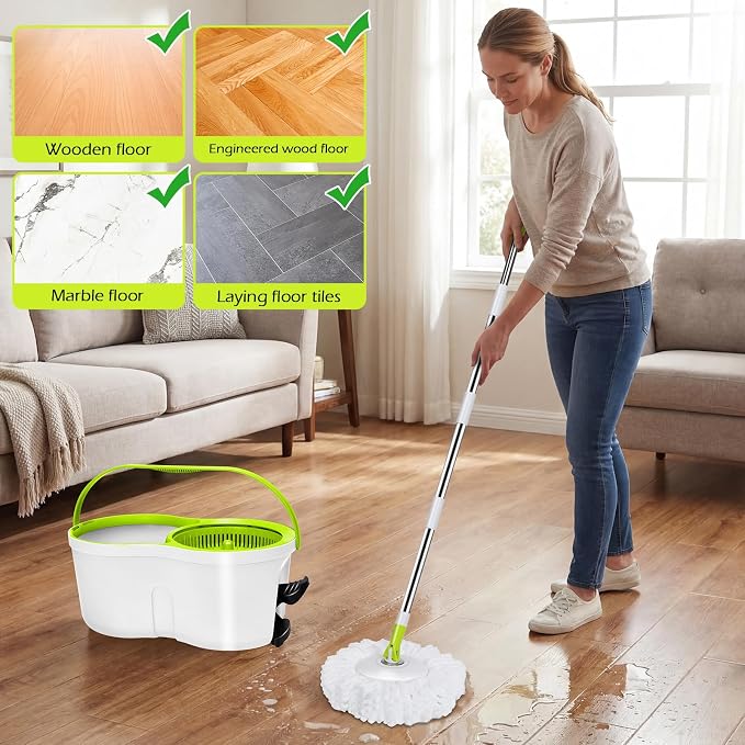 Masthome Spin Mop Bucket Set, Small Mop Bucket System - Image 9